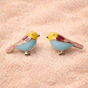 Petite Love Birds Enamel Stud Earrings